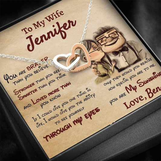 Personalized Wife Necklace, Husband to Wife, Gift For My Wife, Romantic Wife Gift, InterLocking Hearts Necklace