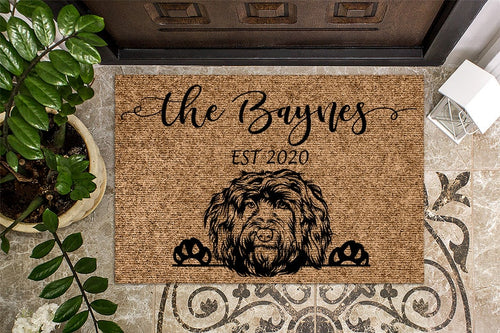 Portuguese Water Dog Personalized Door mat Dog Custom Doormat Welcome Mat Housewarming Gift Last Name Doormat