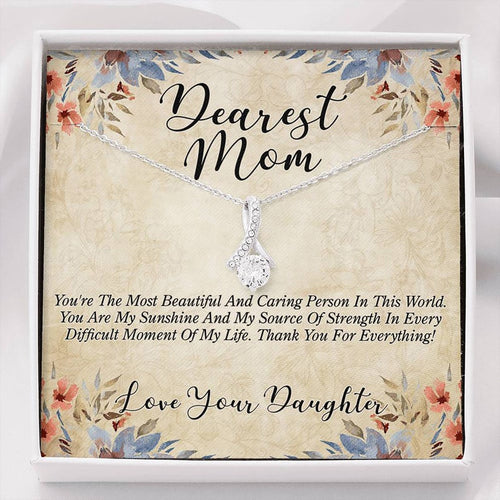 Jewelry, Necklace, Message Card, Mother's Day Gift, Fall Pattern, Flowers, Alluring Beauty Necklace, Dearest Mom From Daughter