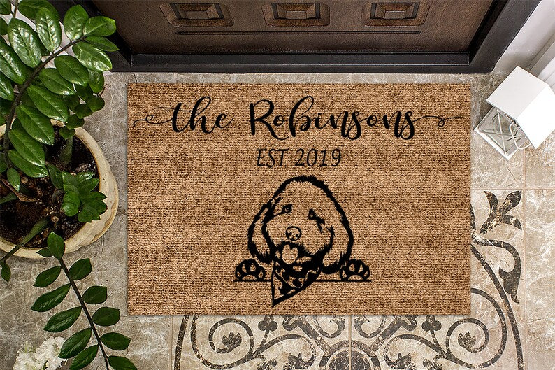 Cockapoo Dog Personalized Doormat Custom Doormat Welcome Mat Housewarming Gift Last Name Door Mat Puppy