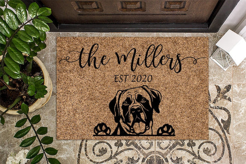 English Mastiff Personalized Doormat Dog Custom Doormat Welcome Mat Housewarming Gift Last Name Doormat Dog Mom