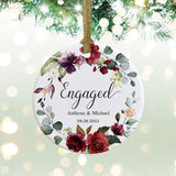 Personalized Engagement Ornament, Engaged Ornament With Names And Date, Engagement Gift For Couple, Engagement Party Gift-Wo003