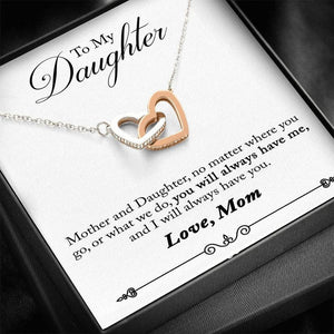 To My Daughter Necklace, Gift For Daughter From Mom, Mother To Daughter Necklace, Heart Necklace For Daughter, Interlocking Hearts Necklace