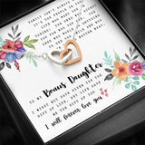 To My Bonus Daughter Necklace, Interlocking Hearts Necklace, Thoughtful Gifts For Bonus Daughter, Meaningful Gifts For Bonus Daughter