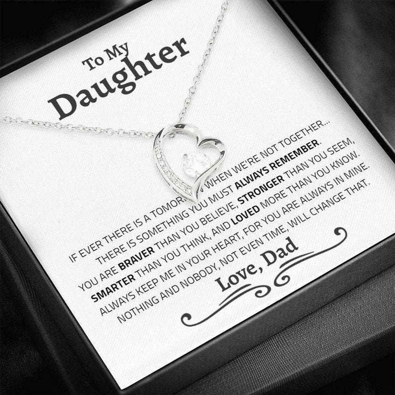 Daughter Necklace - Braver, Stronger, Smarter and Loved more than you know - Gold Forever Love Necklace