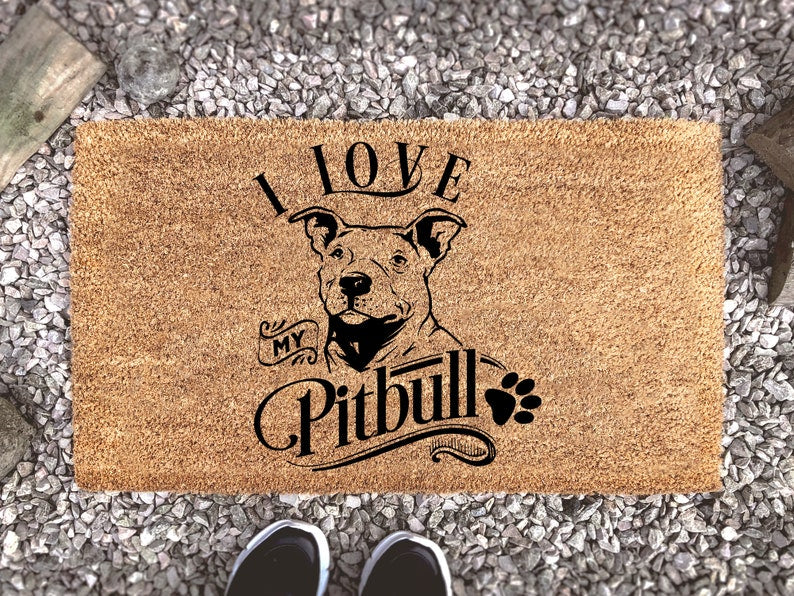 Pitbull Doormat - Dog Lover Gift - Dog Decor - Pet - Pitbull Gift - Pitbull Mom