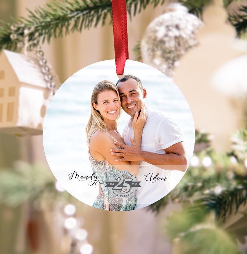 Personalized Christmas 25Th Wedding Anniversary Ornament Photo Wedding Christmas Ornament Keepsake, Christmas Ornament, Custom Ornament.