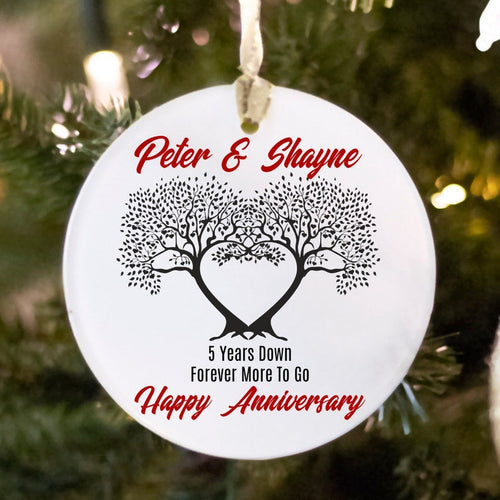 5Th Year Anniversary Christmas Ornament, 5Th Anniversary Keepsake, 5Th Anniversary, Custom Anniversary Ornament, 5Th Wedding Anniversary