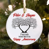 5Th Year Anniversary Christmas Ornament, 5Th Anniversary Keepsake, 5Th Anniversary, Custom Anniversary Ornament, 5Th Wedding Anniversary