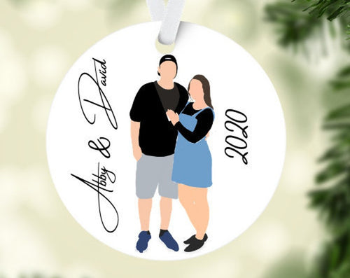 Customizable Ornament, Couple Ornament, Personalized Christmas Ornament, Portrait Gifts For Couple, Portrait, Hand Drawn Ornament, Handmade
