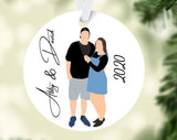 Customizable Ornament, Couple Ornament, Personalized Christmas Ornament, Portrait Gifts For Couple, Portrait, Hand Drawn Ornament, Handmade