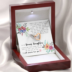 To My Bonus Daughter Necklace, Interlocking Hearts Necklace, Thoughtful Gifts For Bonus Daughter, Meaningful Gifts For Bonus Daughter