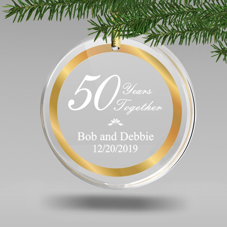 Engraved 50Th Wedding Anniversary Ornament, 50Th Anniversary Gifts For Parents, 50Th Anniversary Christmas Ornament, Gold Anniversary