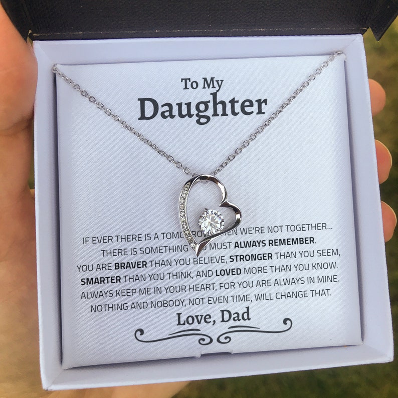 Daughter Necklace - Braver, Stronger, Smarter and Loved more than you know - Gold Forever Love Necklace