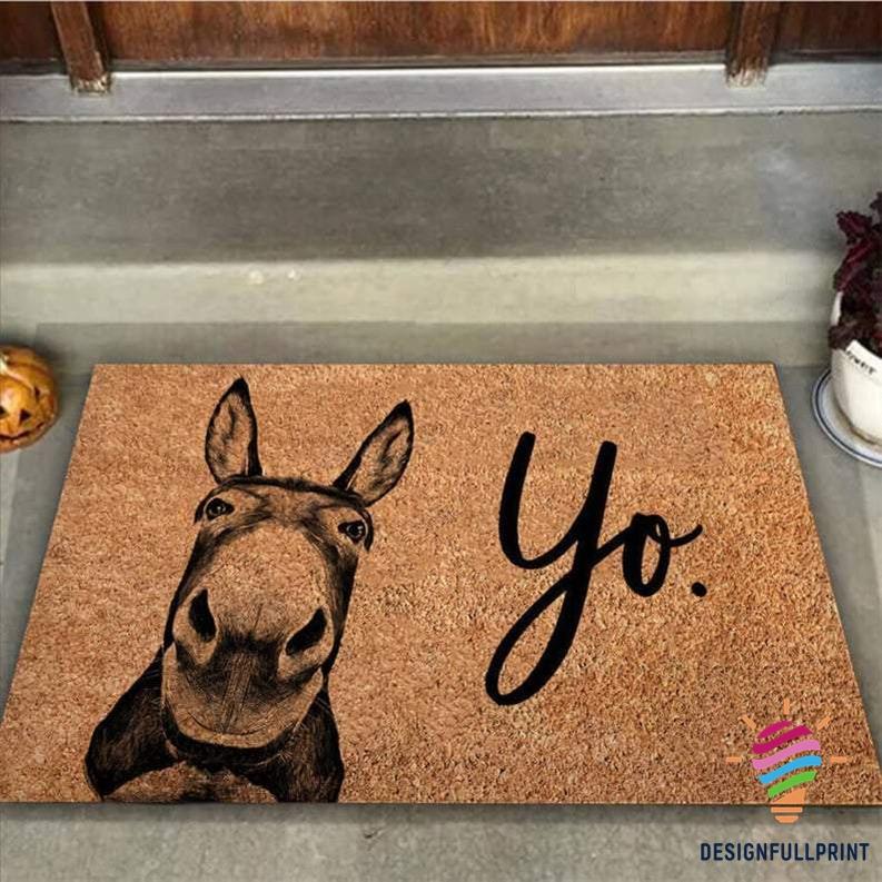 Baby Donkey Yo Family Non-Slip Rubber Backing Doormat NHD