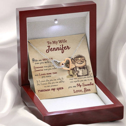 Personalized Wife Necklace, Husband to Wife, Gift For My Wife, Romantic Wife Gift, InterLocking Hearts Necklace