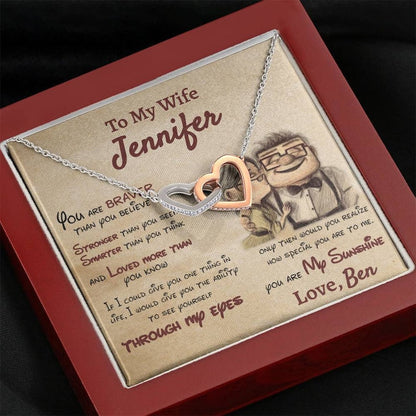 Personalized Wife Necklace, Husband to Wife, Gift For My Wife, Romantic Wife Gift, InterLocking Hearts Necklace