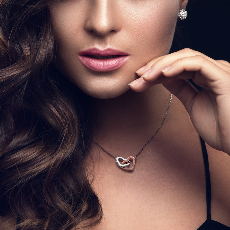 Personalized Wife Necklace, Husband to Wife, Gift For My Wife, Romantic Wife Gift, InterLocking Hearts Necklace