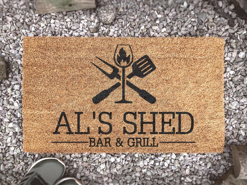 Man Cave Doormat - Gift For Him - Funny Gifts For Guys - Gift For Husband - She Shed - Personalized Man Cave Door Mat -