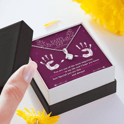 Jewelry, Necklace, Message Card, Happy Mother's Day Gift, Hand Sign, Alluring Beauty Necklace Gift, To Mom From Daughter Son