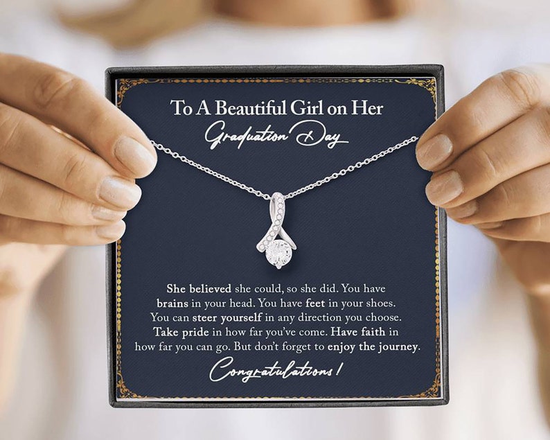 Graduation Gift Necklace for Her - She believed she sould, so she did - College High School Senior Graduation Gift - Class of 2022 Alluring Beauty Necklace - LX034E