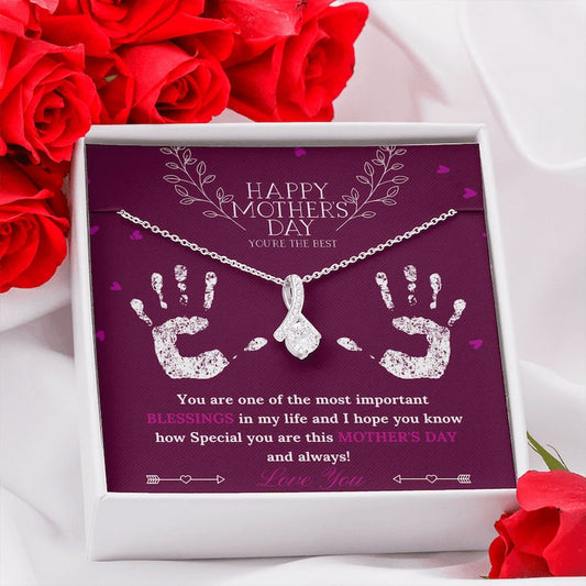 Jewelry, Necklace, Message Card, Happy Mother's Day Gift, Hand Sign, Alluring Beauty Necklace Gift, To Mom From Daughter Son