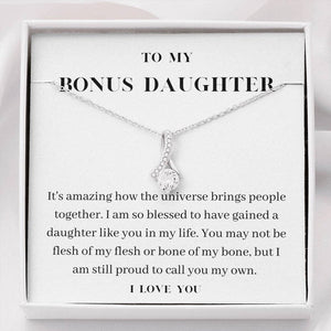 To My Bonus Daughter Necklace, Birthday Gift For Bonus Daughter, Stepdaughter, Graduation Gifts Alluring Beauty Necklace