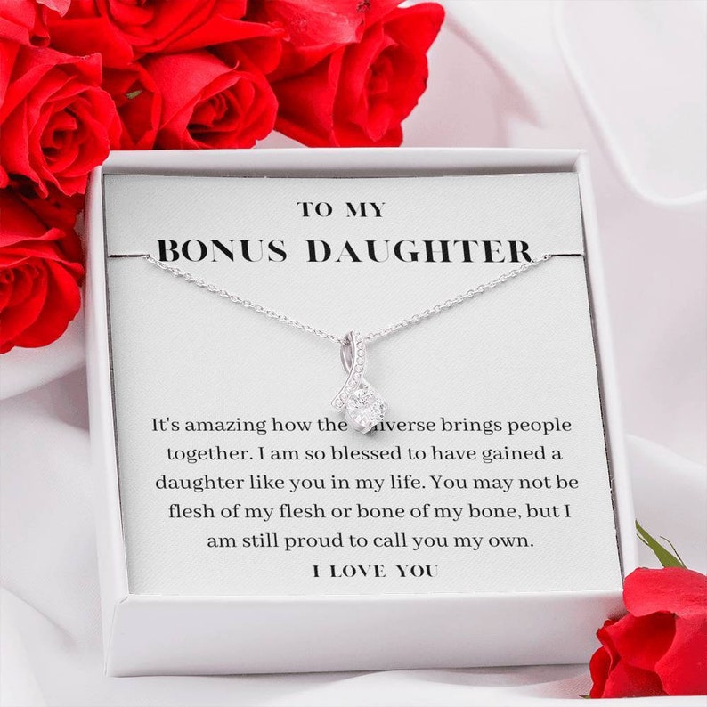 To My Bonus Daughter Necklace, Birthday Gift For Bonus Daughter, Stepdaughter, Graduation Gifts Alluring Beauty Necklace