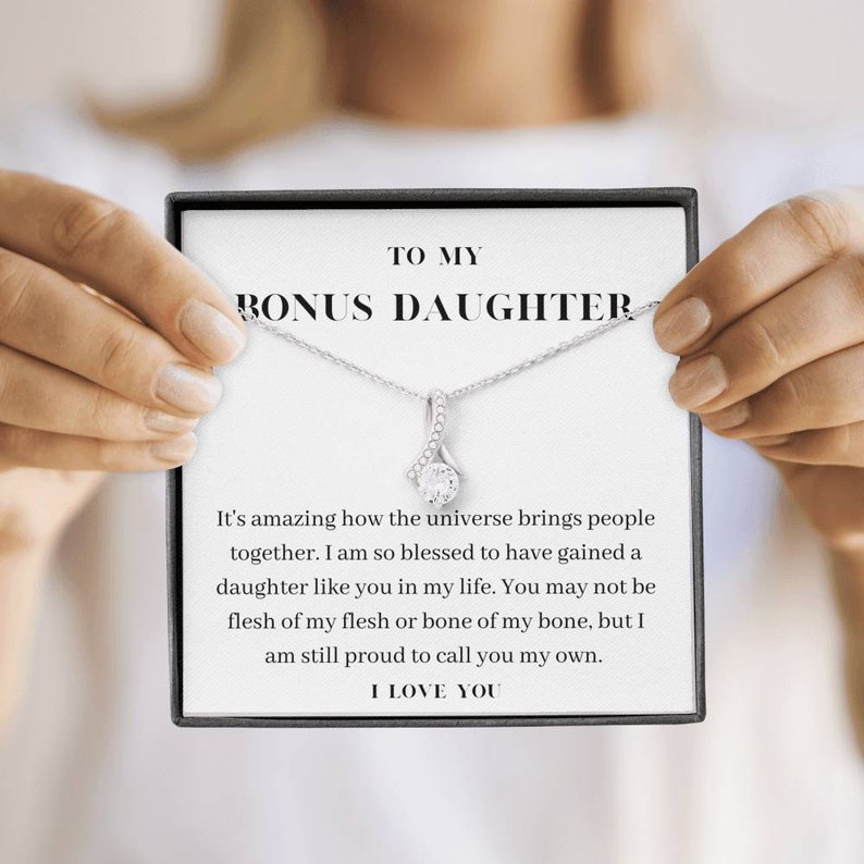 To My Bonus Daughter Necklace, Birthday Gift For Bonus Daughter, Stepdaughter, Graduation Gifts Alluring Beauty Necklace