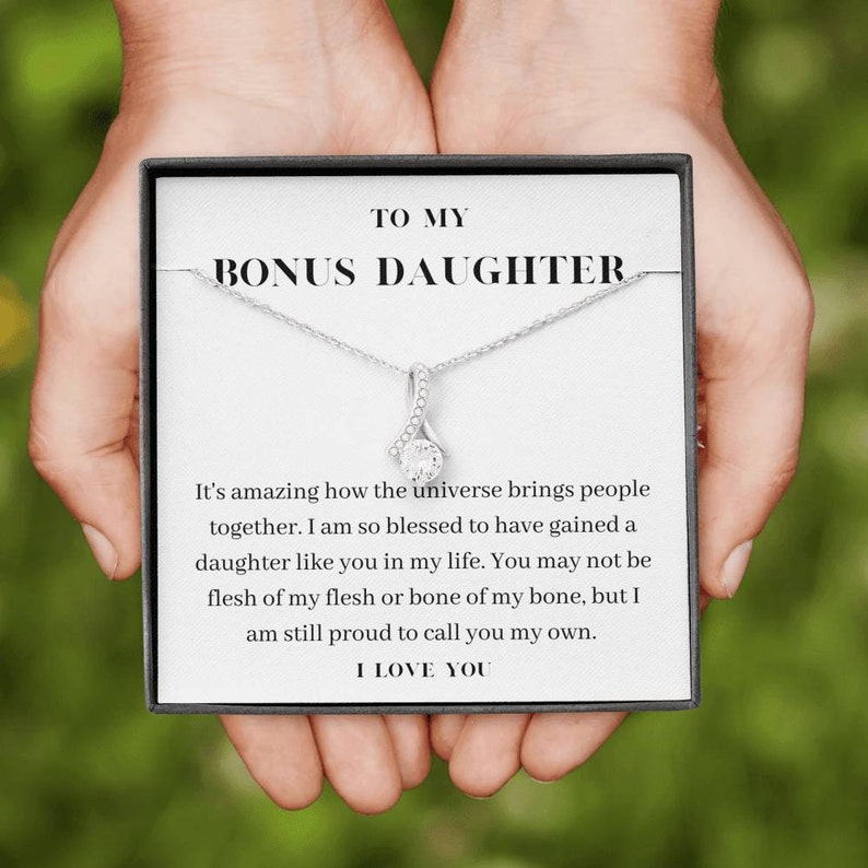 To My Bonus Daughter Necklace, Birthday Gift For Bonus Daughter, Stepdaughter, Graduation Gifts Alluring Beauty Necklace