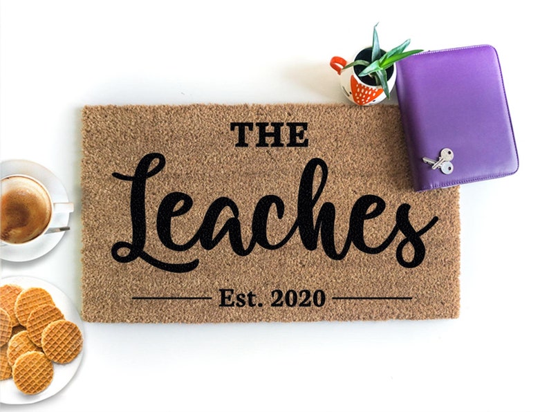 Personalized Family Name Doormat - Closing Gift - Last Name Door Mat - Welcome Mat - Housewarming Gift - New Home Gift -