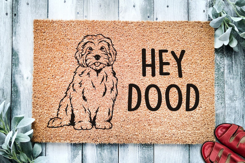 Hey Dood Golden Doodle Dog Goldendoodle Doormat Labradoodle Doormat Welcome Mat Housewarming Gift Cute Dog Puppy