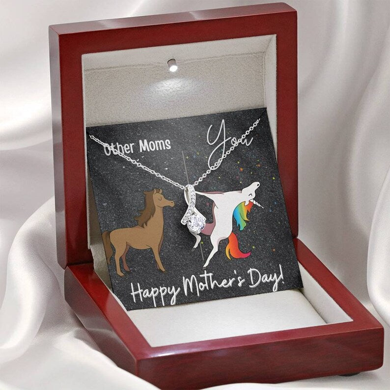 Jewelry, Necklace, Message Card, Horse, Unicorn, Happy Mother's Day Gift, Alluring Beauty Necklace Gift To Mom From Daughter Son Children