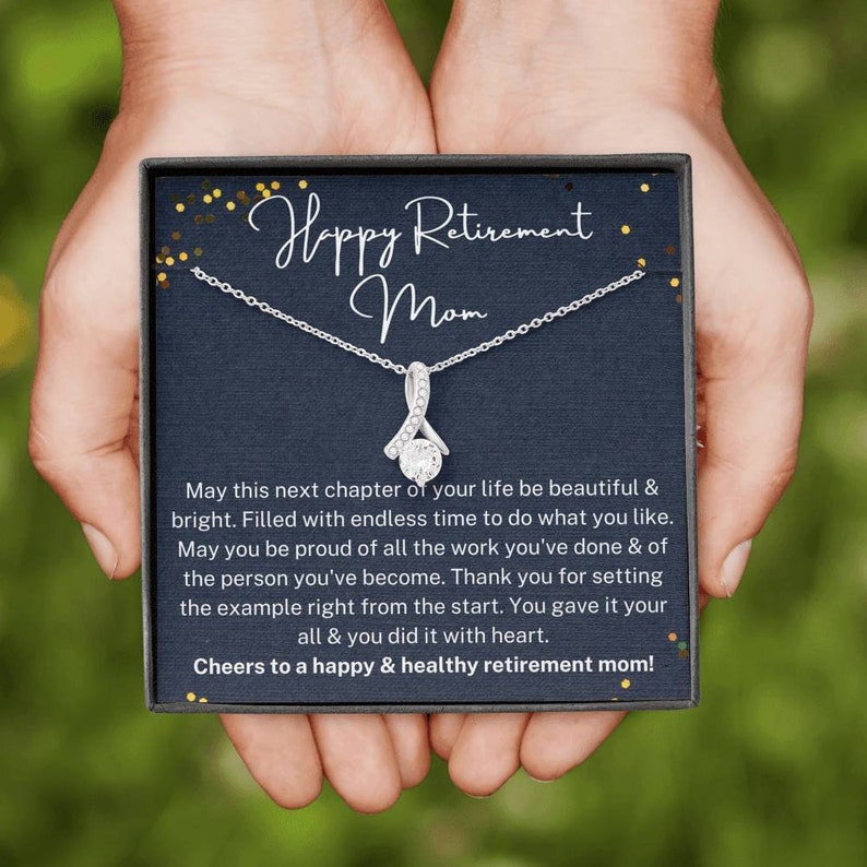 Mom Retirement Alluring Beauty Necklace Gift, Retirement Gift For Mom, Gift For Retiring Mother, Happy Retirement Gift, Best Retirement Gift