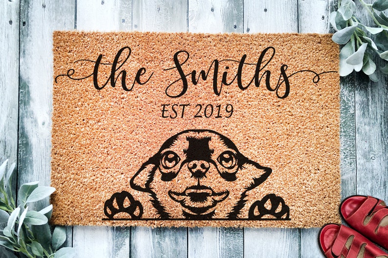 Chihuahua Puppy Dog v2 Personalized Doormat Custom Doormat Welcome Mat Housewarming Gift Last Name Door Mat