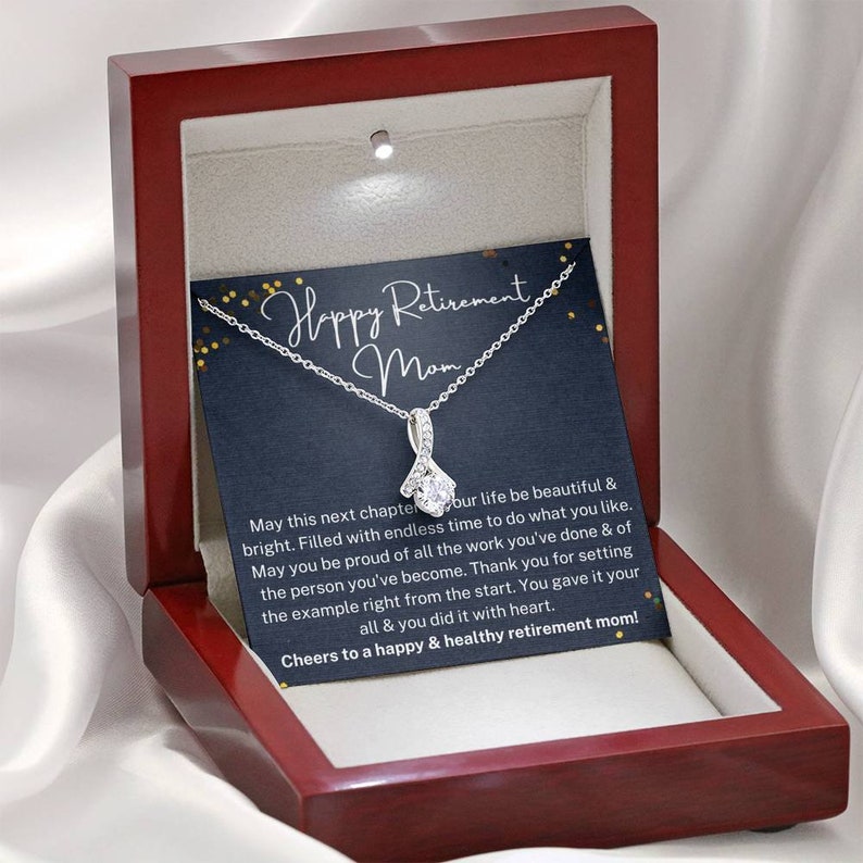 Mom Retirement Alluring Beauty Necklace Gift, Retirement Gift For Mom, Gift For Retiring Mother, Happy Retirement Gift, Best Retirement Gift