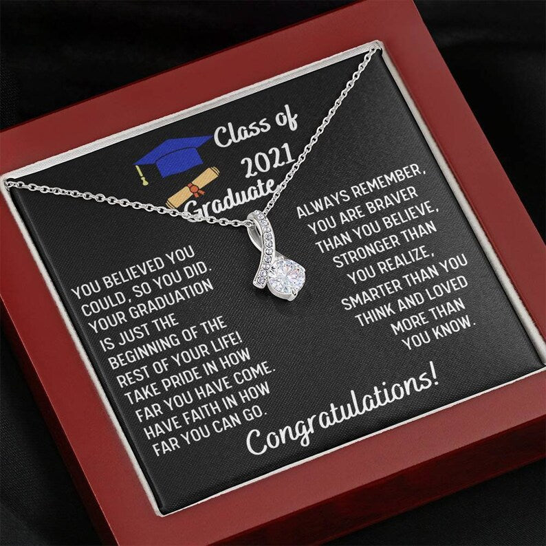 Graduation Gift Necklace For Class of 2023 Graduate, Daughter Gift For Graduation, College Graduation High School Senior Alluring Beauty Necklace