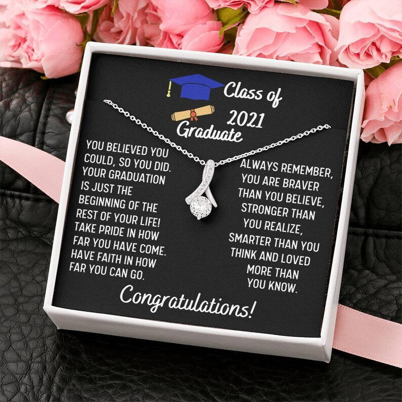 Graduation Gift Necklace For Class of 2023 Graduate, Daughter Gift For Graduation, College Graduation High School Senior Alluring Beauty Necklace