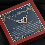 Happy Retirement Interlocking Hearts Necklace, Retirement Gifts For Women Necklace, Retirement Necklace For Coworker Retirement Gift For Friend