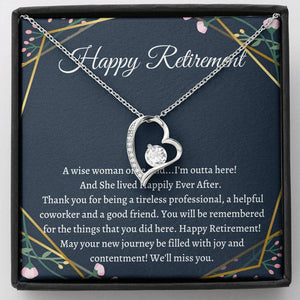 Happy Retirement Forever Love Necklace, Retirement Gifts Ideas For Women Necklace, Retirement Necklace For Coworker Retirement Gift For Friend