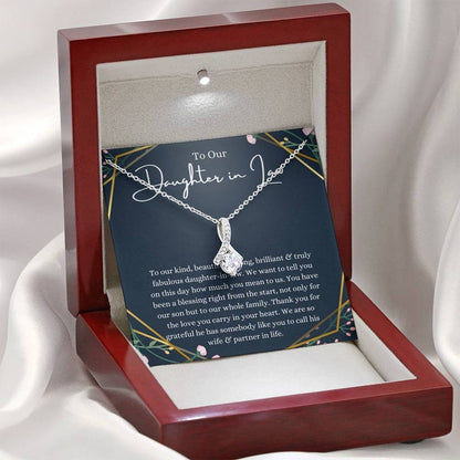 To Our Daughter-In-Law Necklace Gift On Wedding Day, Future Daughter In Law Wedding Gift, Bride Gift From Mother & Father In Law, Alluring Beauty Necklace