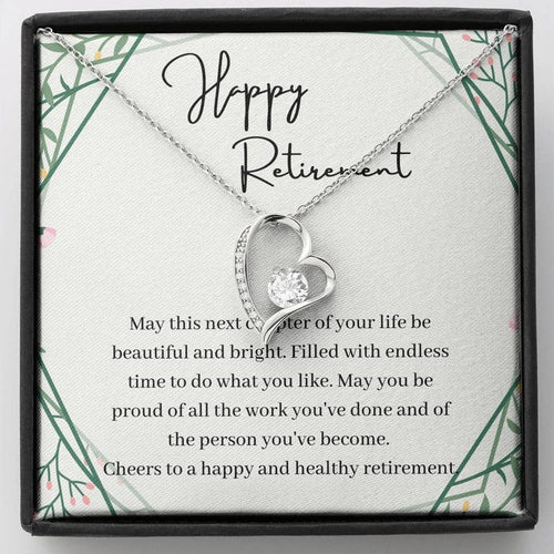 Cheer To A Happy And Healthy Retirement Forever Love Necklace, Retirement Necklace For Women Colleagues, Leave Job, Jewelry From Coworkers