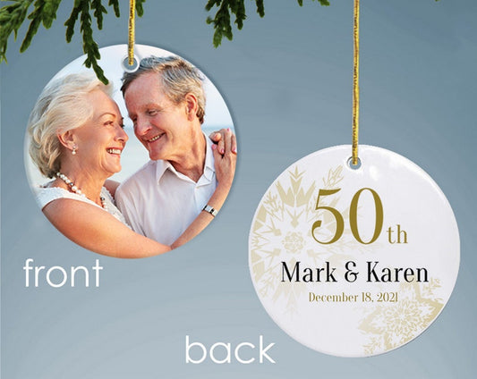 Personalized 50Th Wedding Anniversary Photo Ornament, 50Th Anniversary Gifts For Couples, 50Th Anniversary Christmas Ornament Memorable Gift