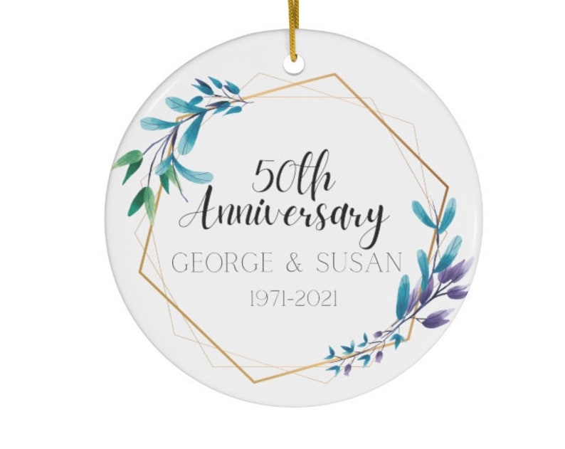 Anniversary Gift | Keepsake Gift #154 | Gift For Parents | Gift For Grandparents | Custom Gift | Personalized Gift | Round Ceramic Ornaments