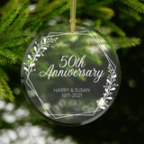 Anniversary Gift #197 | Custom Year | Personalized Names | Gift For Mom | Gift For Grandma | 30Th 40Th 50Th  | Glass Ornament
