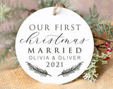  Our First Christmas Married Svg - Christmas Ornament Svg File, Personalized Svg, Winter Svg, Acrylic Ornament Svg, Ceramic Ornament Svg