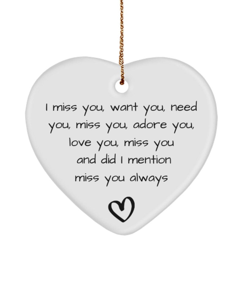 Long Distance Gift, Long Distance Anniversary Ornament, Miss You Boyfriend, Miss You Ornament, Deployed Birthday