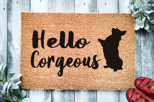 Hello Corgeous Cute Corgi Doormat Dog Custom Doormat Welcome Mat Housewarming Gift Welsh Corgi Doormat Doormat