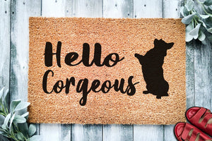 Hello Corgeous Cute Corgi Doormat Dog Custom Doormat Welcome Mat Housewarming Gift Welsh Corgi Doormat Doormat