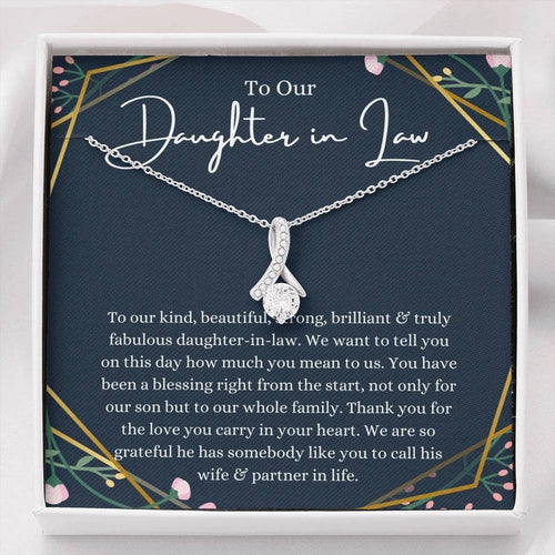 To Our Daughter-In-Law Necklace Gift On Wedding Day, Future Daughter In Law Wedding Gift, Bride Gift From Mother & Father In Law, Alluring Beauty Necklace